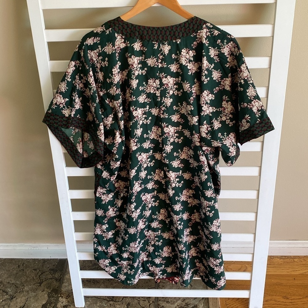 Steve Madden In Full Bloom Floral Draped Kimono Military Green One Size - Picture 7 of 10